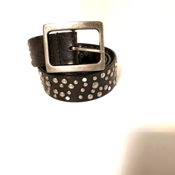 Accessories - Western Boho Brown Leather Belt Rhinestones Studded.